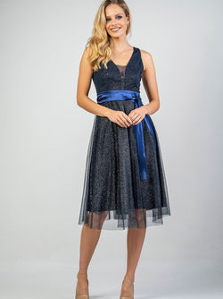 KARINA midi dress with tulle & glitter - 4 colors