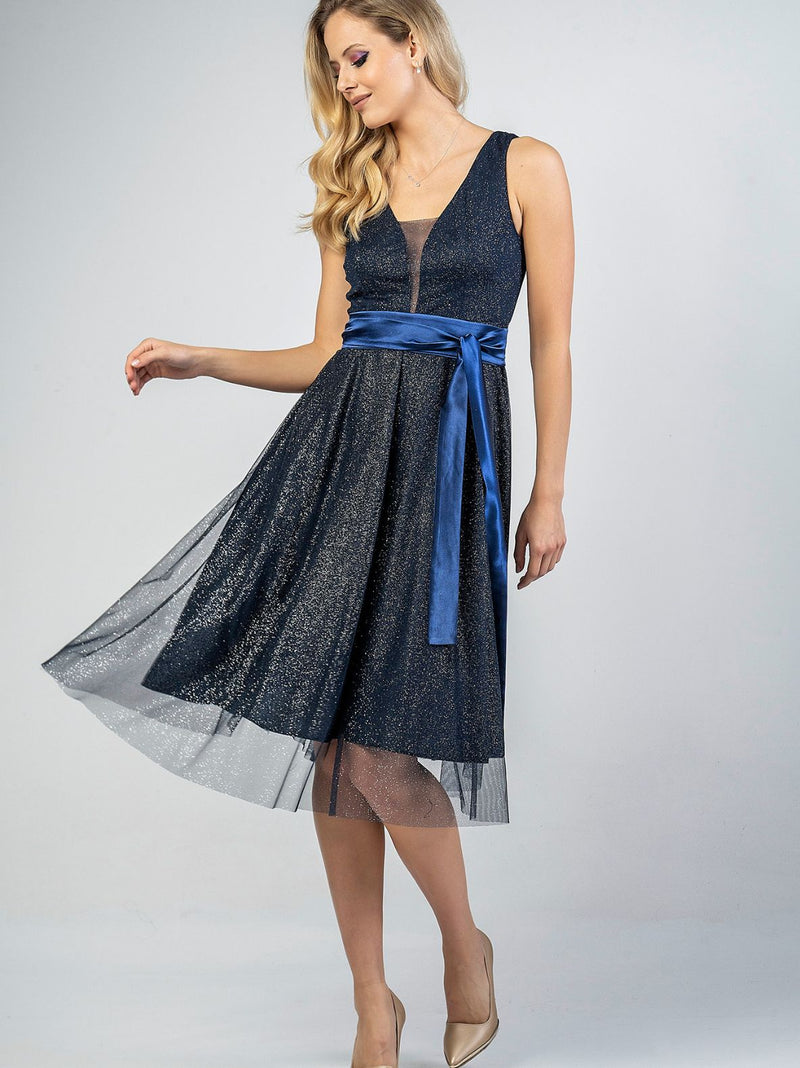 KARINA midi dress with tulle & glitter - 4 colors