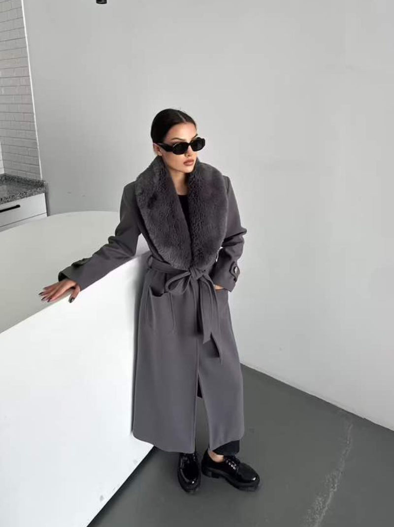 AURORA maxi coat fur colar - 3 COLORS