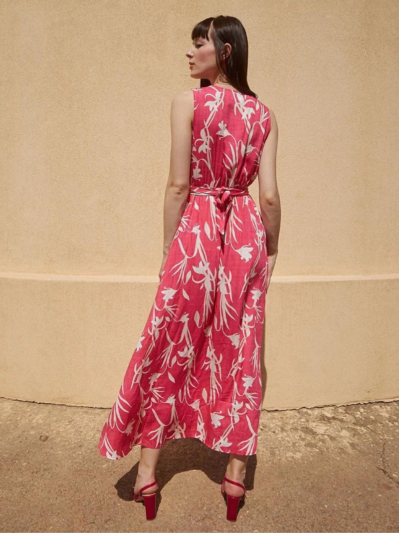 ANNABELLE midi fucshia dress with florals