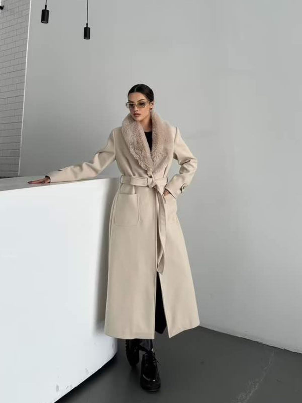 AURORA maxi coat fur colar - 3 COLORS