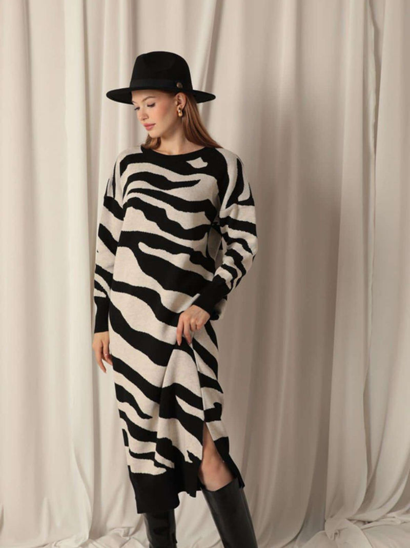 CHRISTY zebra knit dress - 2 COLORS