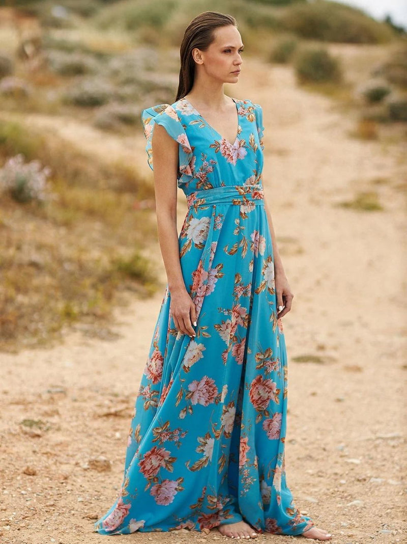 CRETE maxi floral φόρεμα