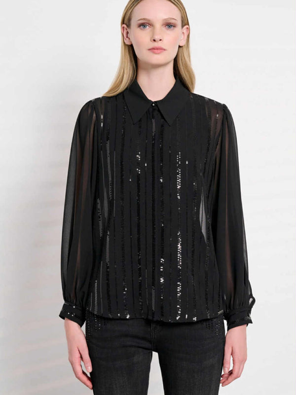 ALICE μαύρο πουκάμισο με παγιέτα