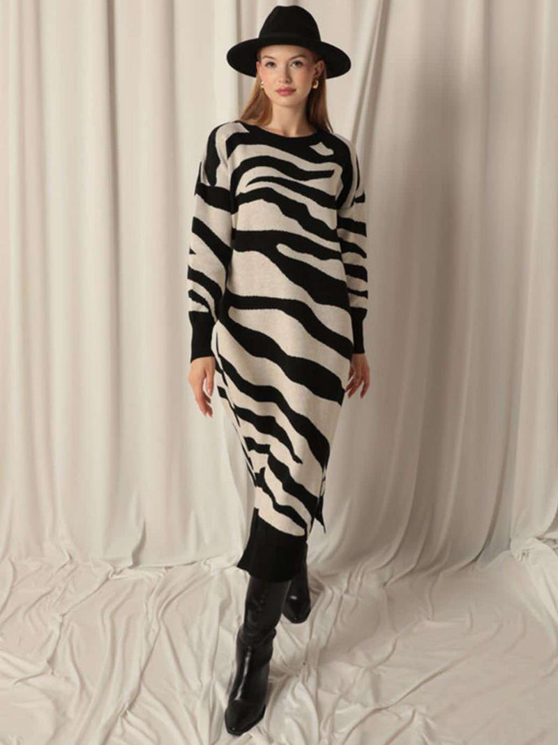 CHRISTY zebra knit dress - 2 COLORS