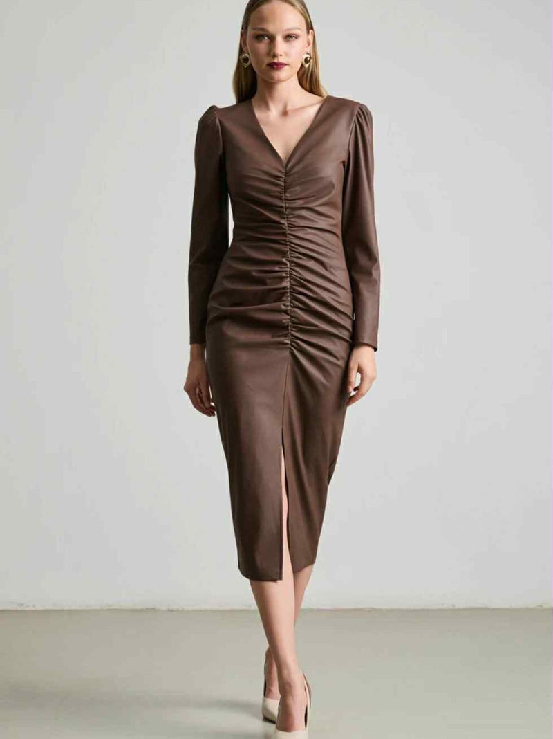 EMILY φόρεμα με εφέ δέρματος - 2 χρώματα