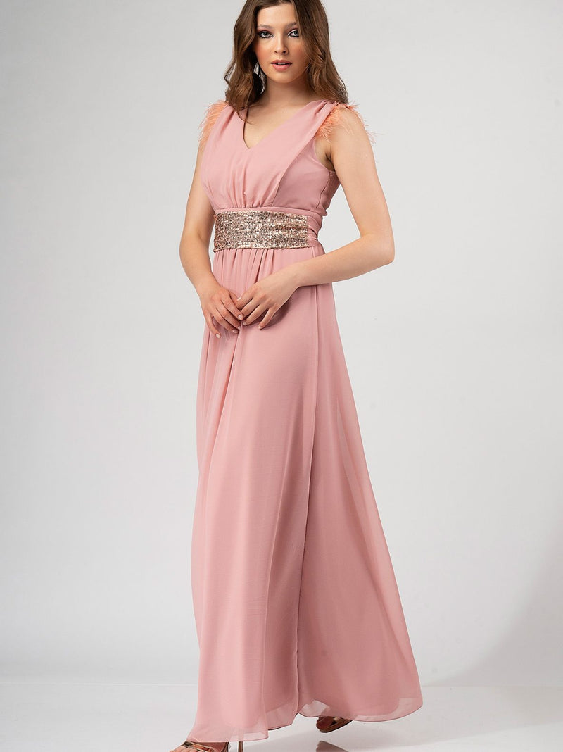 HERMIONE maxi dress with feathers - 2 colors