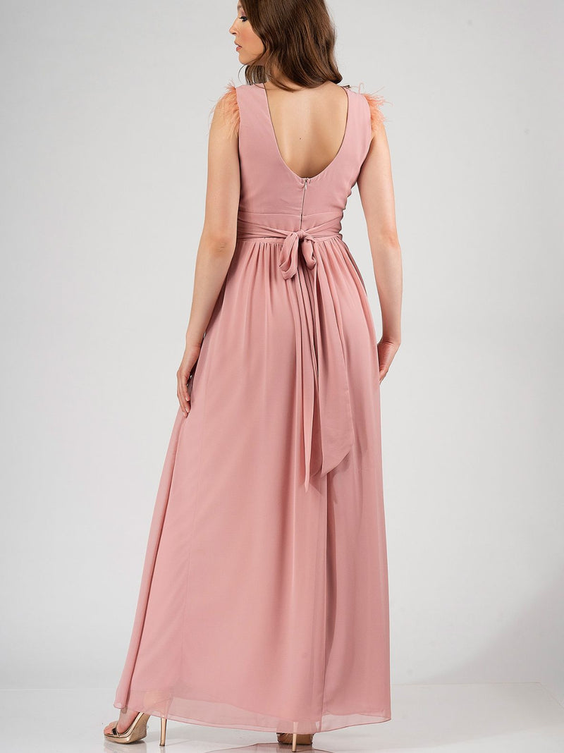 HERMIONE maxi dress with feathers - 2 colors