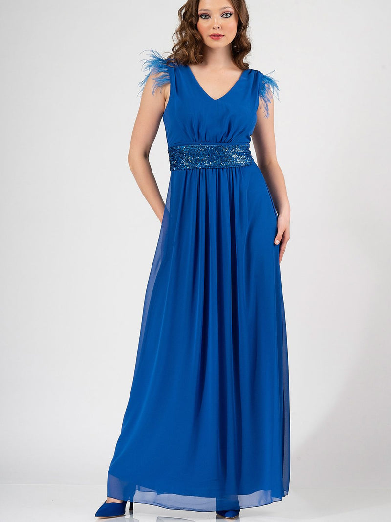 HERMIONE maxi dress with feathers - 2 colors