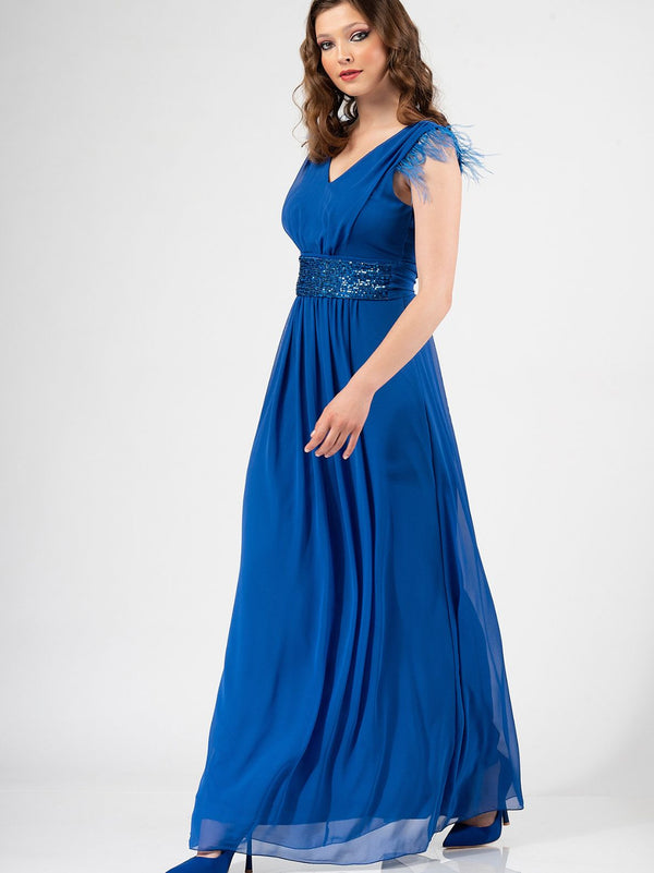 HERMIONE maxi dress with feathers - 2 colors