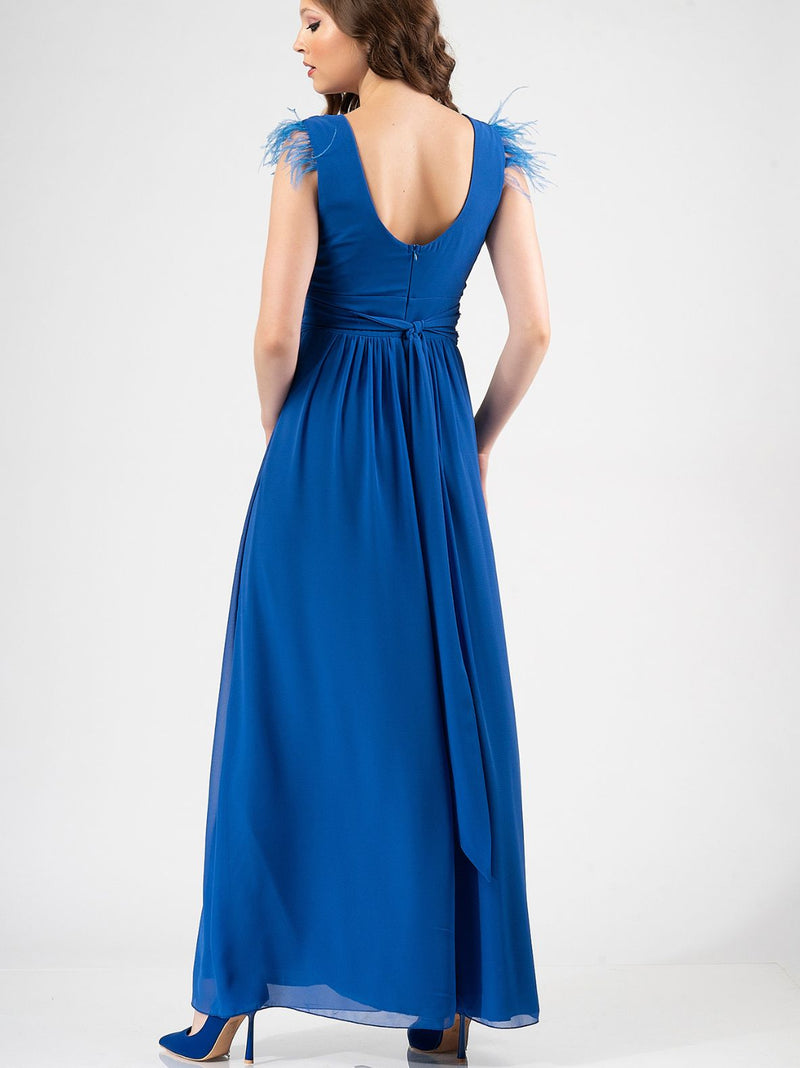 HERMIONE maxi dress with feathers - 2 colors