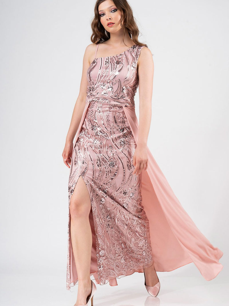 CAROLINE maxi dress with sequin embroideries - 2 colors