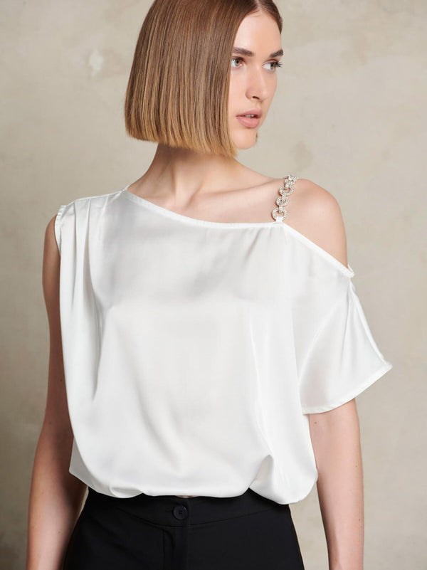 BRITTA satin embellished blouse - 2 colors