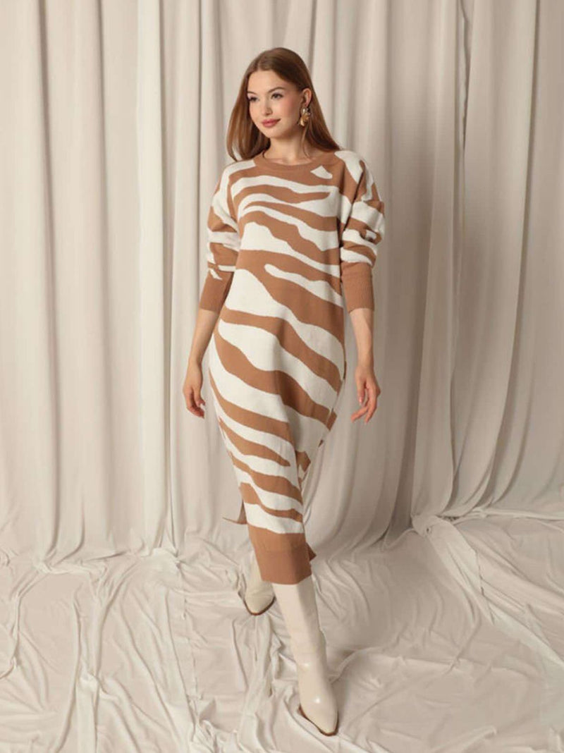 CHRISTY zebra knit dress - 2 COLORS