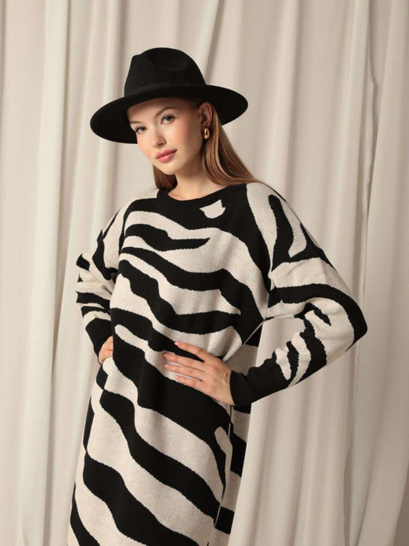 CHRISTY zebra knit dress - 2 COLORS