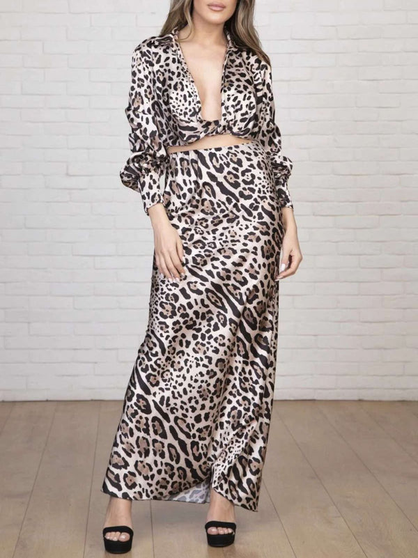 ALLIUM satin leopard set