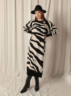 CHRISTY zebra knit dress - 2 COLORS