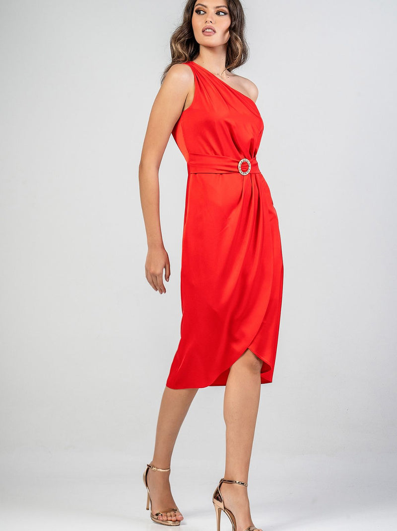 JULIETA one shoulder satin dress - 2 colors