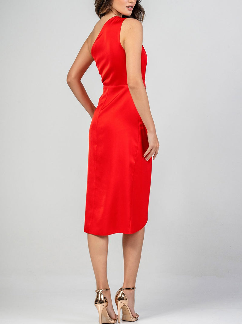 JULIETA one shoulder satin dress - 2 colors