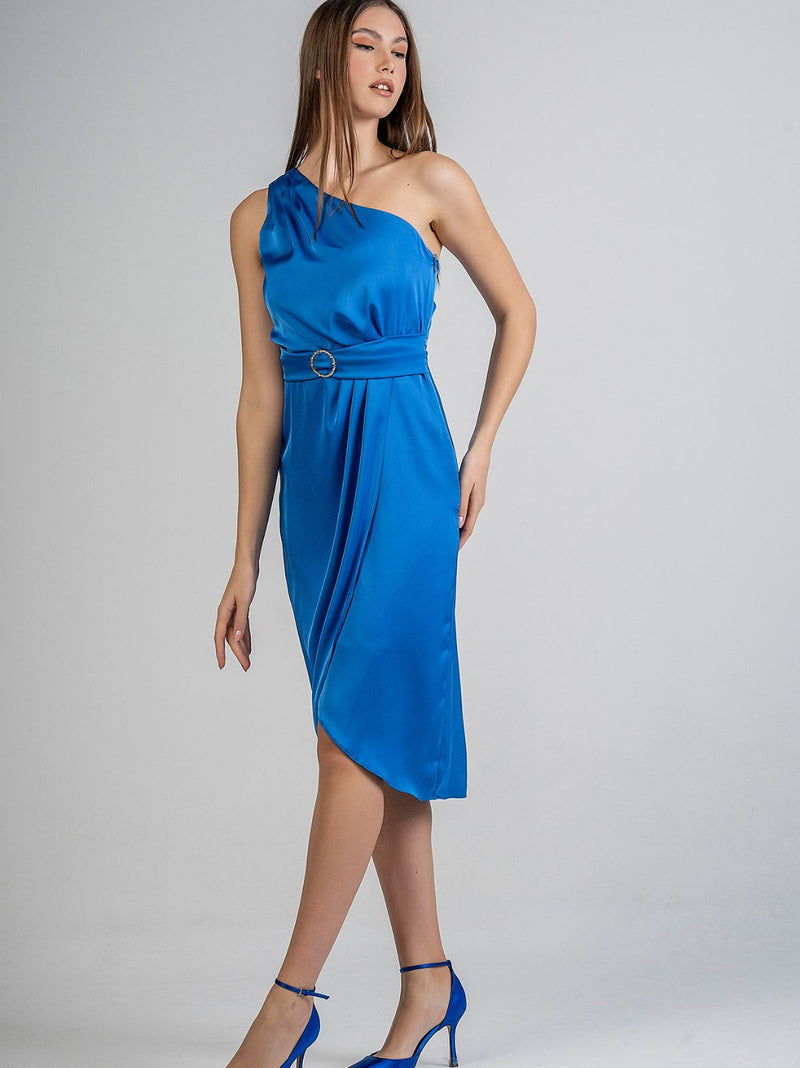 JULIETA one shoulder satin dress - 2 colors