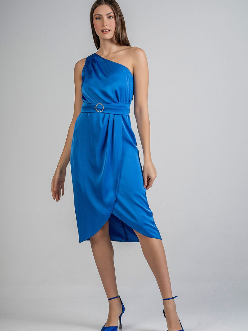 JULIETA one shoulder satin dress - 2 colors