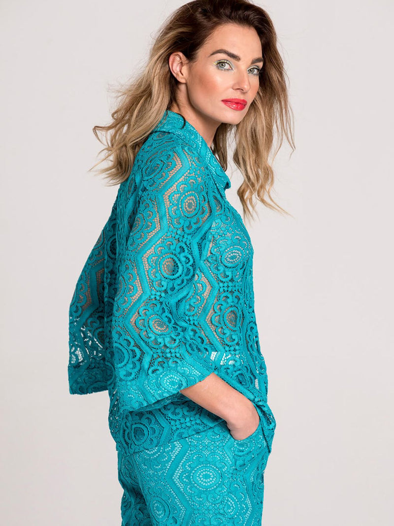 KAIRI turquoise lace shirt