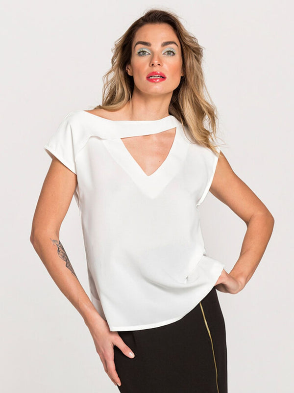 KALLI cut out monochrome blouse - 2 colors