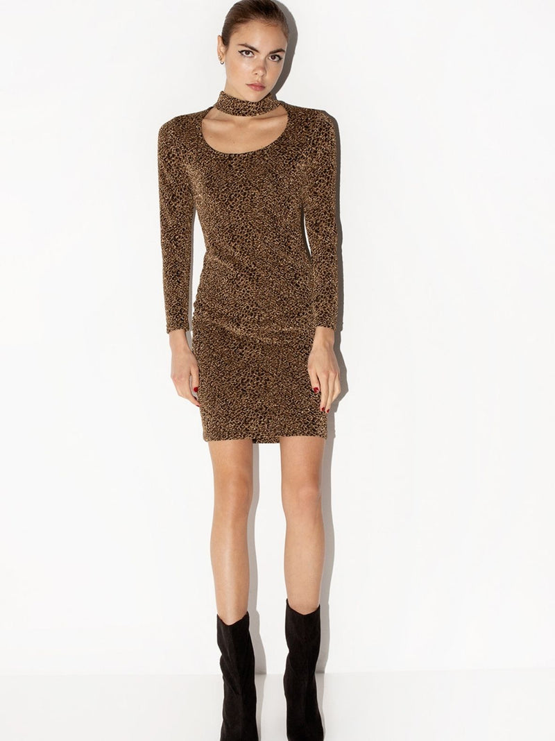 MAEVE lurex leopard dress