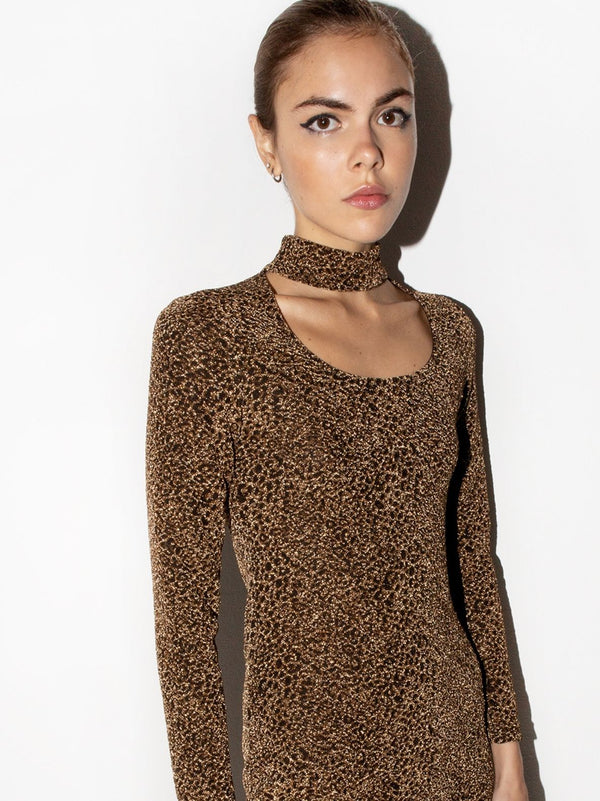 MAEVE lurex leopard dress