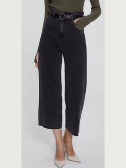 LIV black paper-bag wide leg jeans