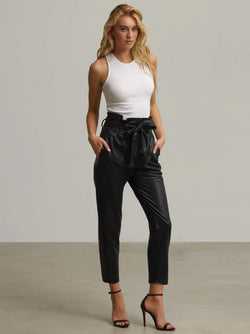 AMANDA paper-bag leatherette trousers - EXTRA COLORS