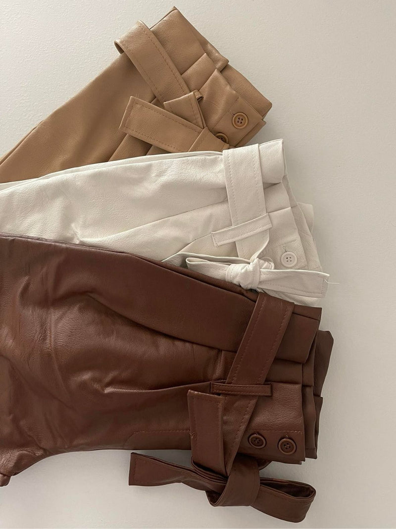 AMANDA paper-bag leatherette trousers - EXTRA COLORS