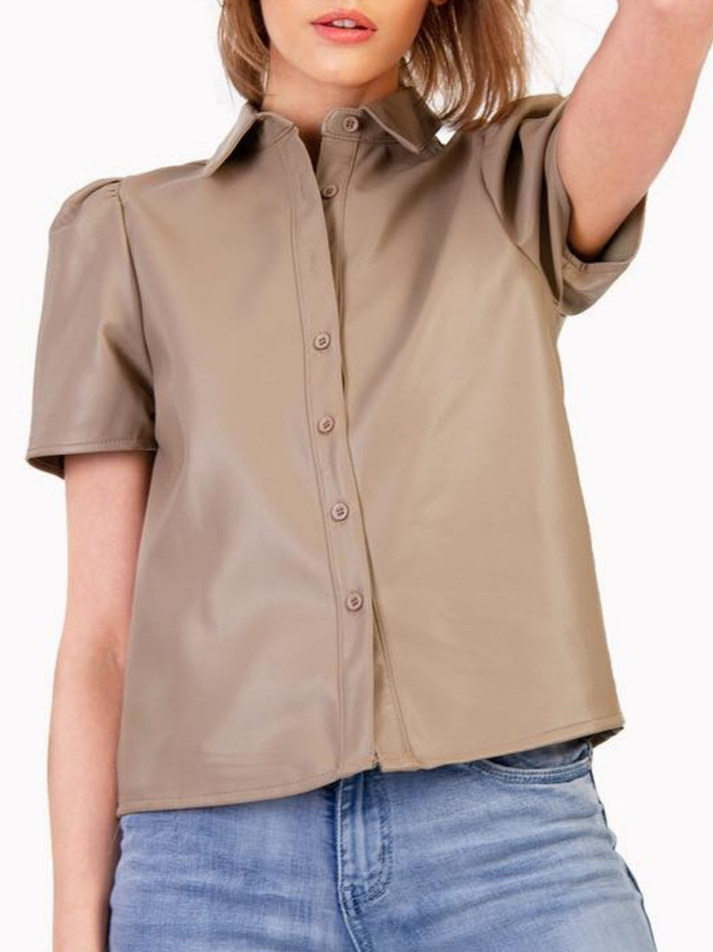 SARA leatherette shirt - 2 COLORS