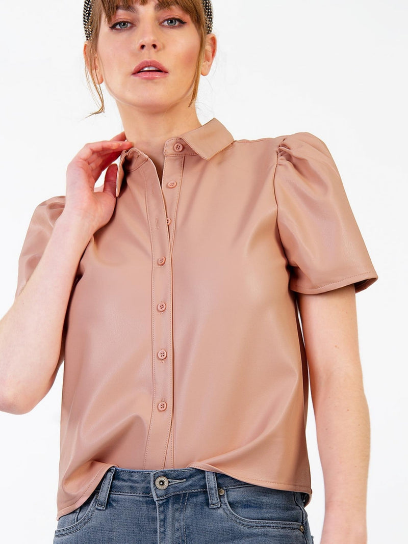 SARA leatherette shirt - 2 COLORS