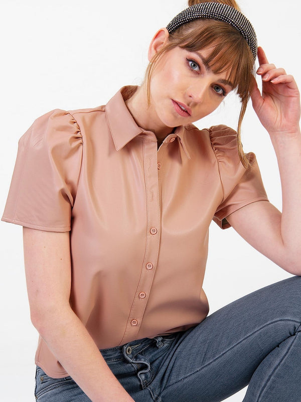 SARA leatherette shirt - 2 COLORS