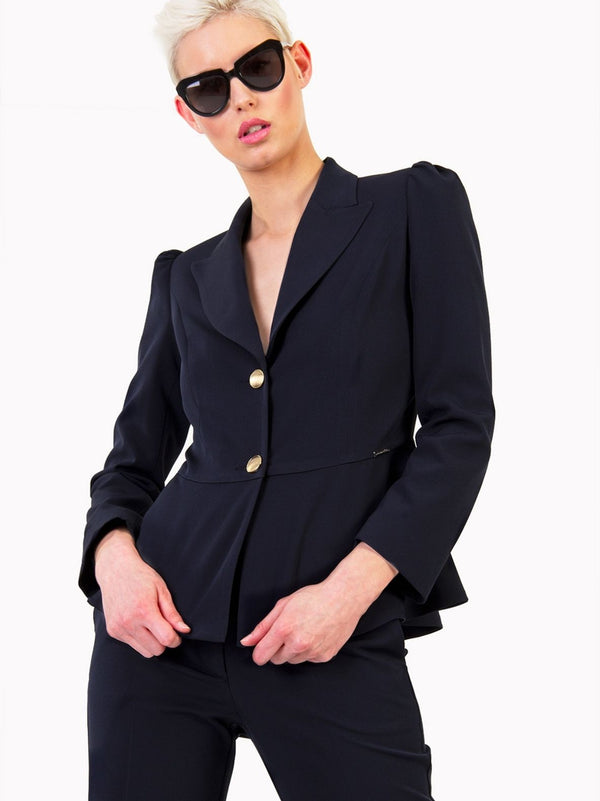 REINA navy blue gold-buttoned blazer