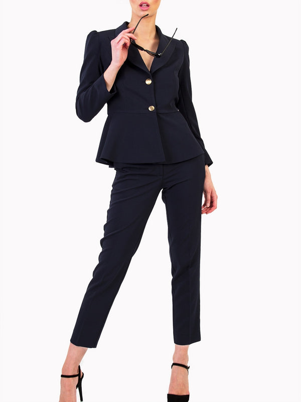 REINA navy blue gold-buttoned blazer