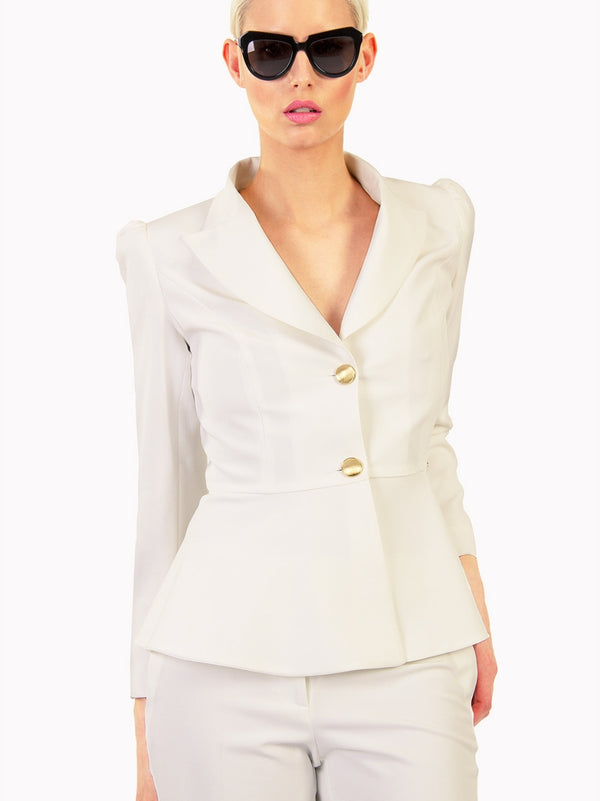 REINA white gold-buttoned blazer